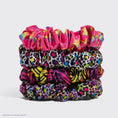 Load image into Gallery viewer, Lisa Frank x Kitsch Ruched Satin Scrunchies in Rainbow Leopard
