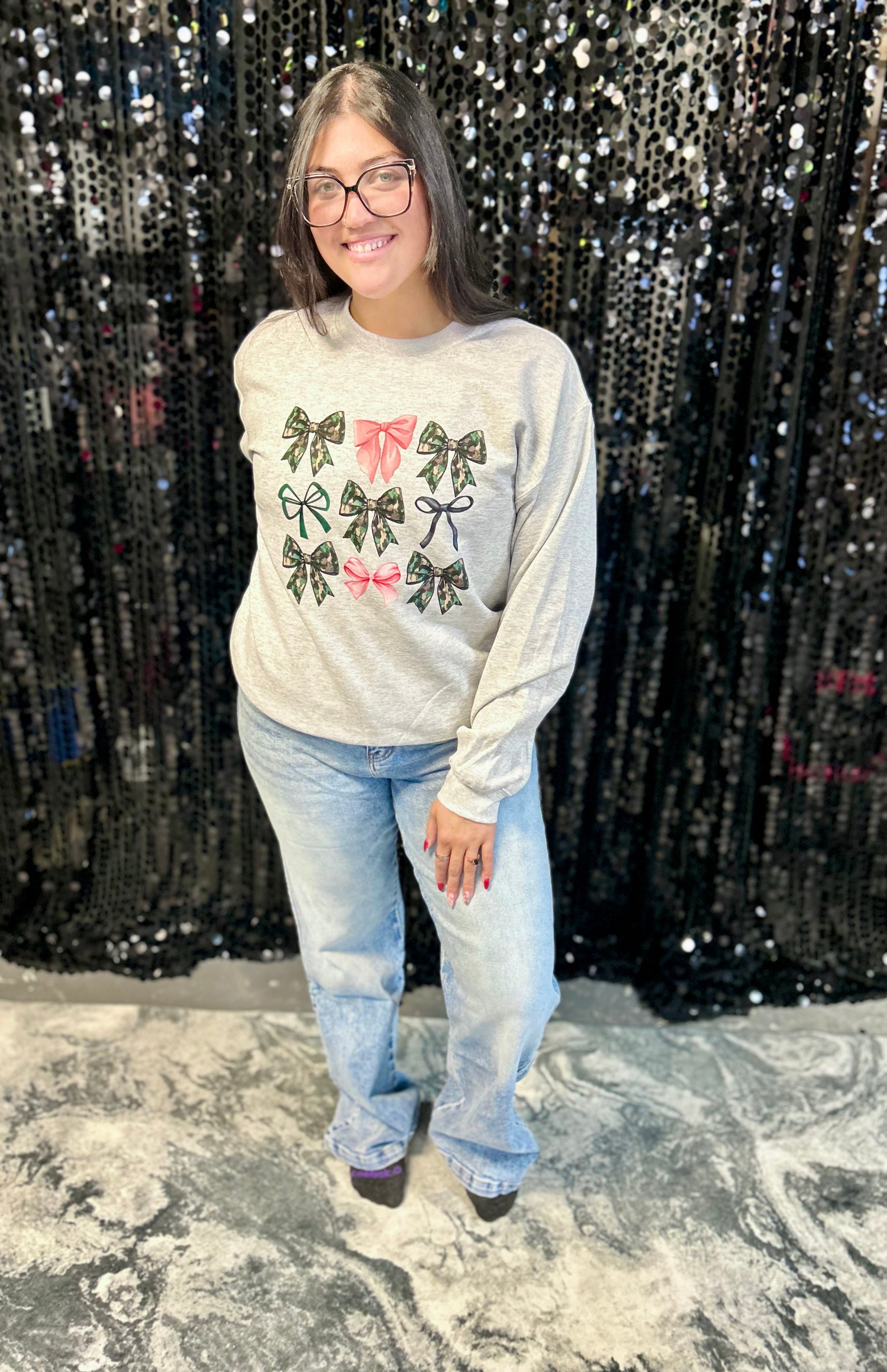 Camo Pink Bow Sweatshirt