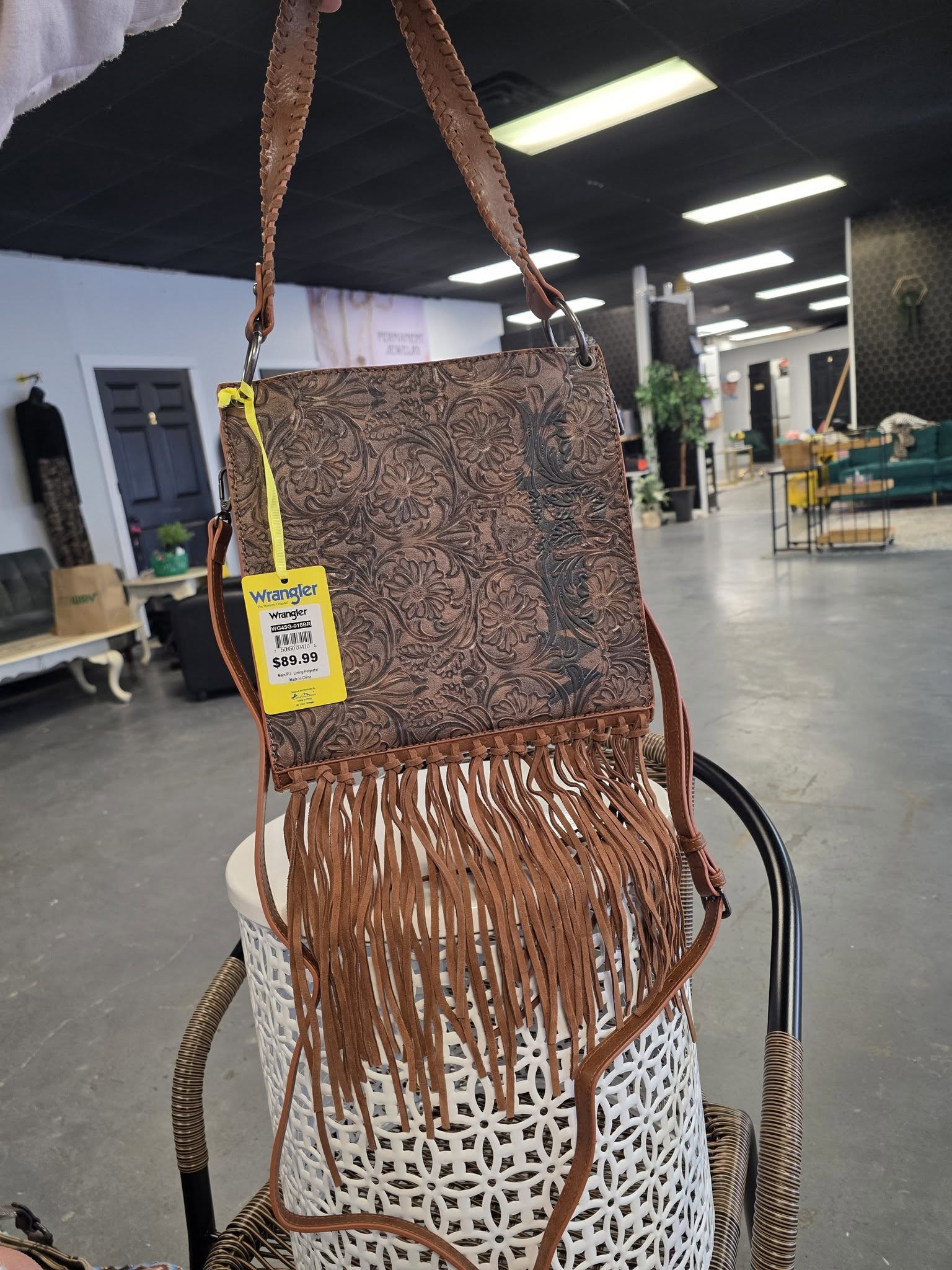 Wrangler Tooled Leather Tassel Bag