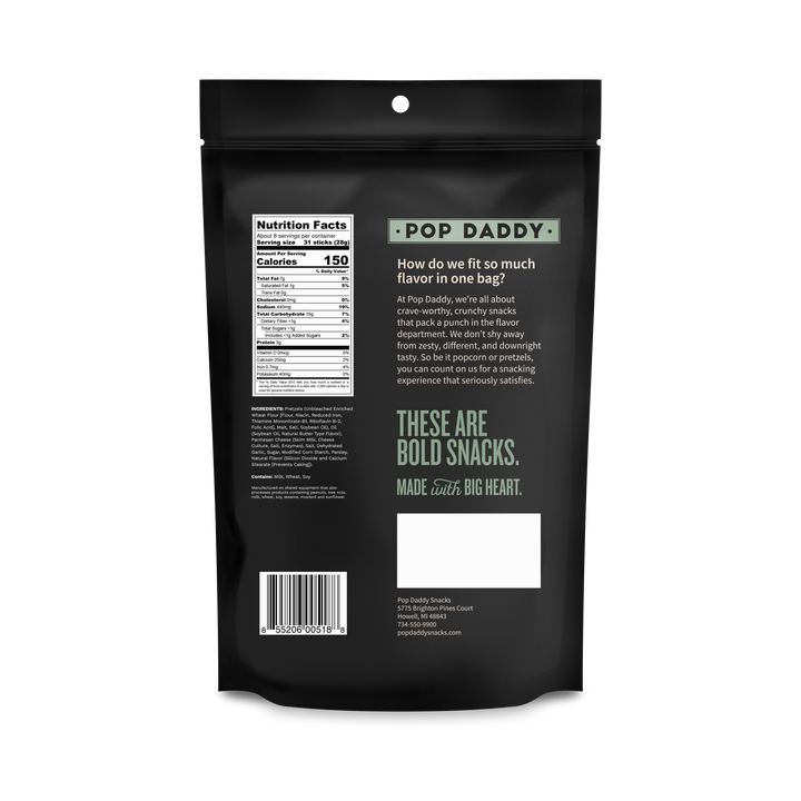 Pop Daddy – Garlic Parmesan Seasoned Pretzels 7.5oz