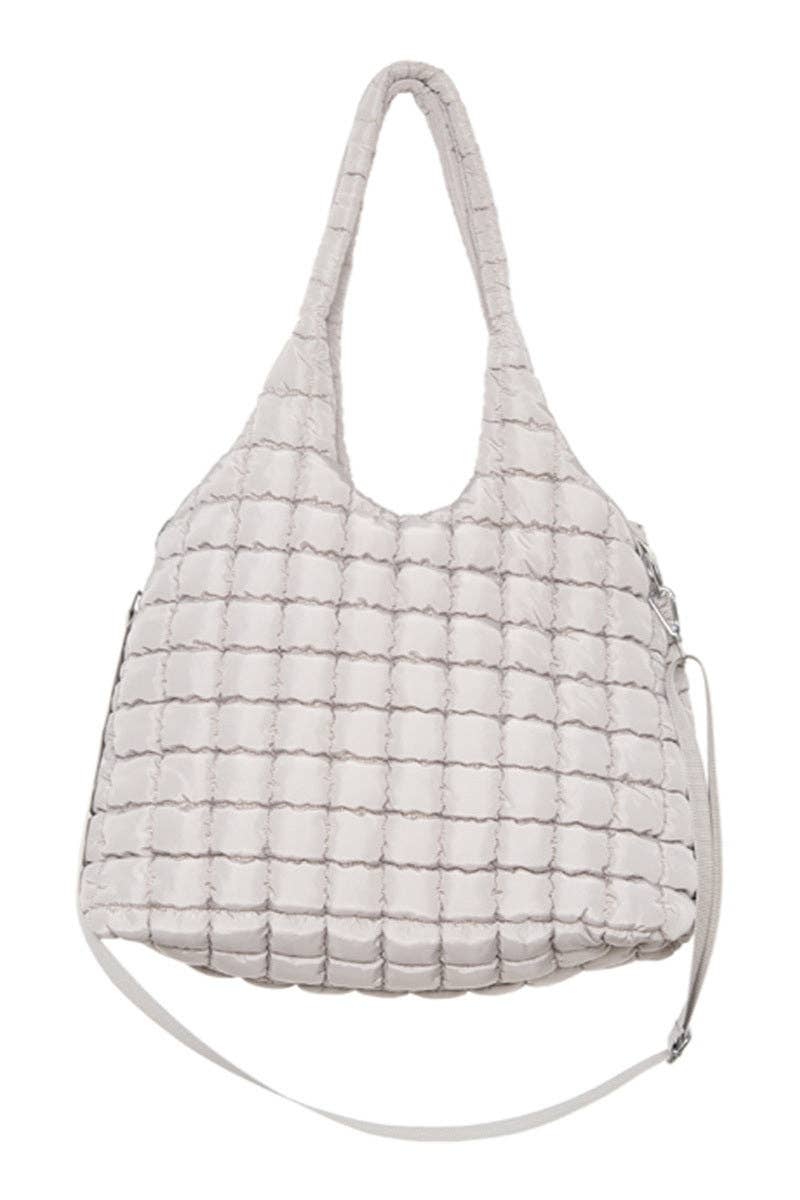 Sand Quilted Puffer Tote