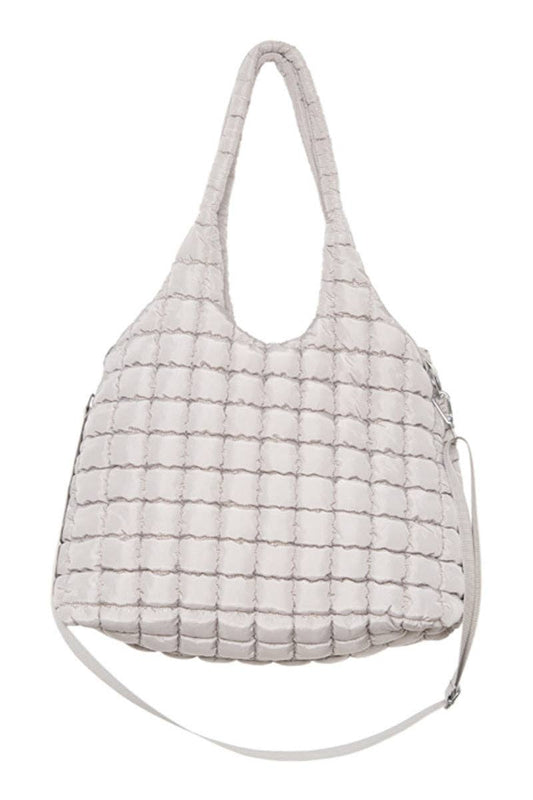 Sand Quilted Puffer Tote