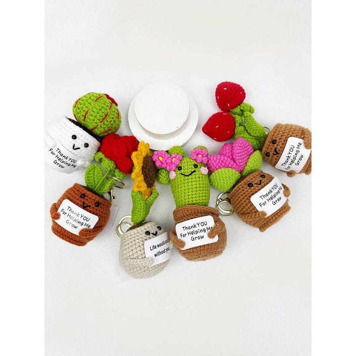 Crochet Potted Succulent KeyChain