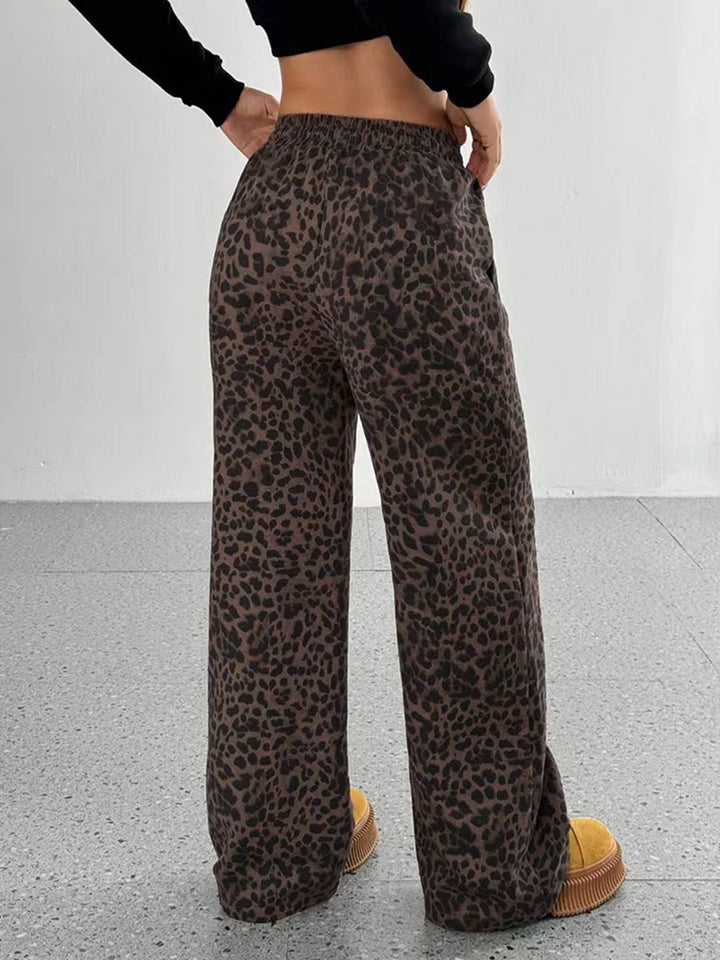 Drawstring Leopard Pants