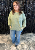 Load image into Gallery viewer, Sage Green Terry Washed Pullover
