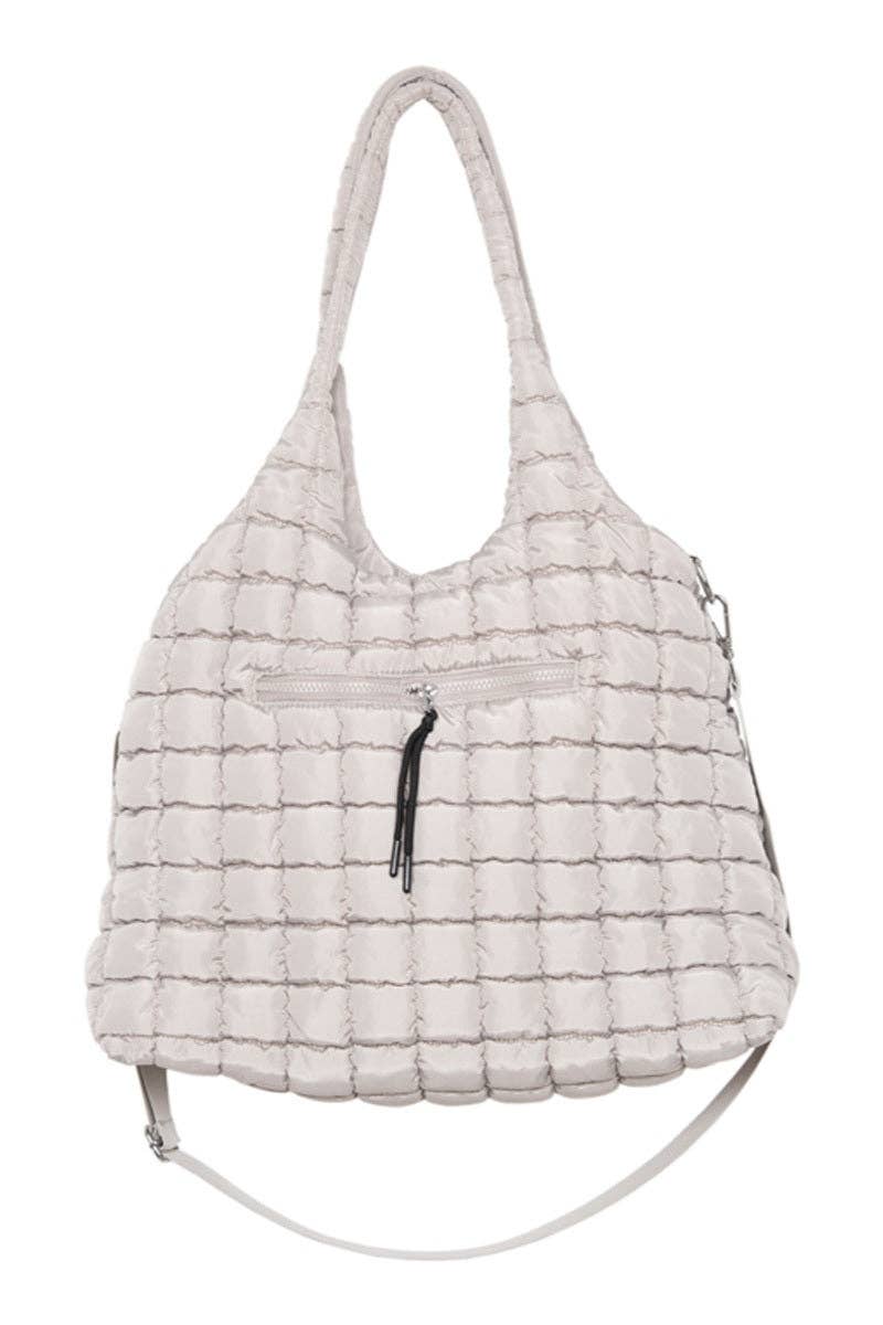 Sand Quilted Puffer Tote