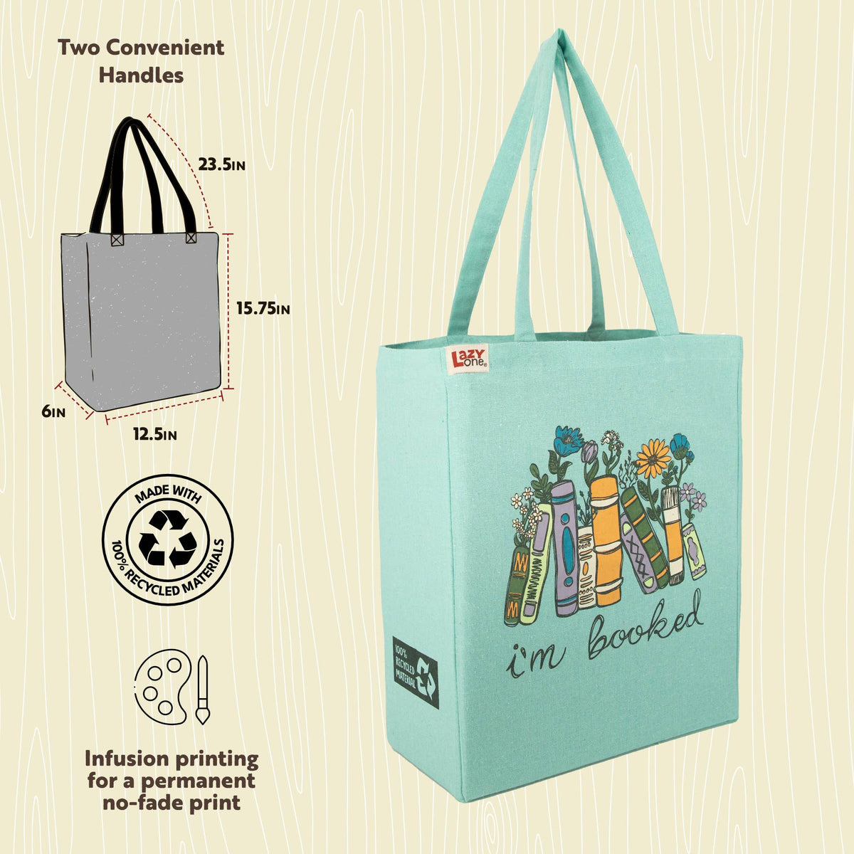 I'm Booked Canvas Tote Bags, Reusable Shopping Bags