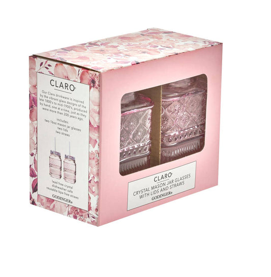 Claro Mason Jars 16 oz Set of 2