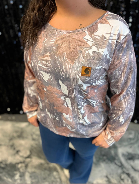 Camo Off The Shoulder Long Sleeve