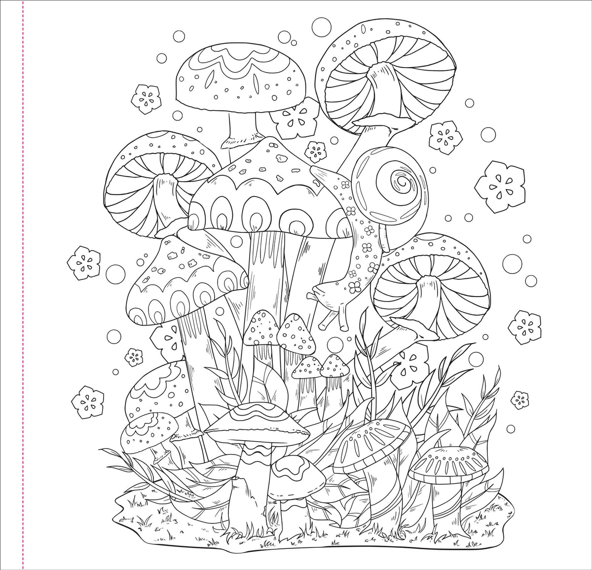 Mushrooms Adult Coloring Book