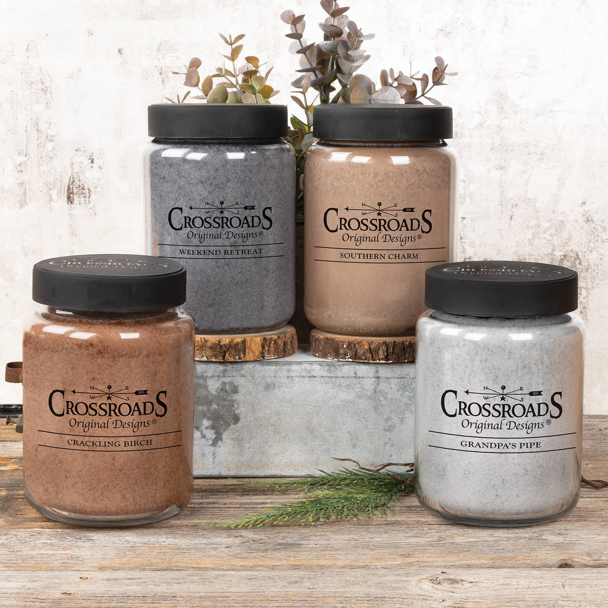 Relax & Unwind - 26 oz. Pre-Pack: 12 - 26 oz. candles; 3 of each scent: Crackling Birch, Eucalyptus Mint, Southern Charm & Weekend Retreat