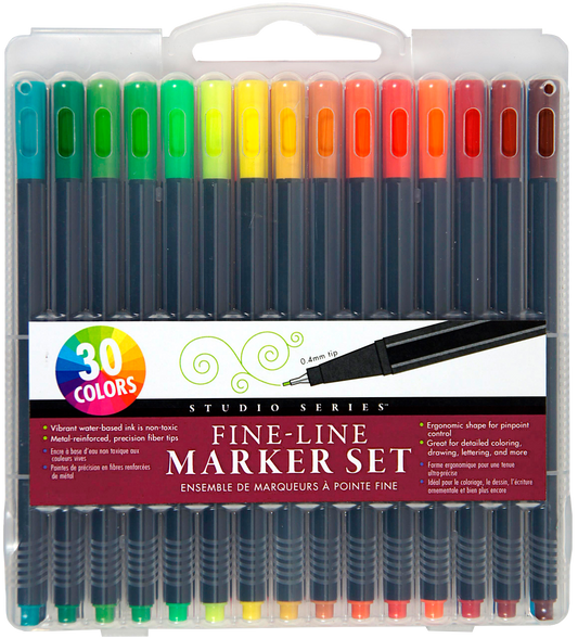 Studio Series Fine-Line Marker Set (30 colors, 0.4mm tip)