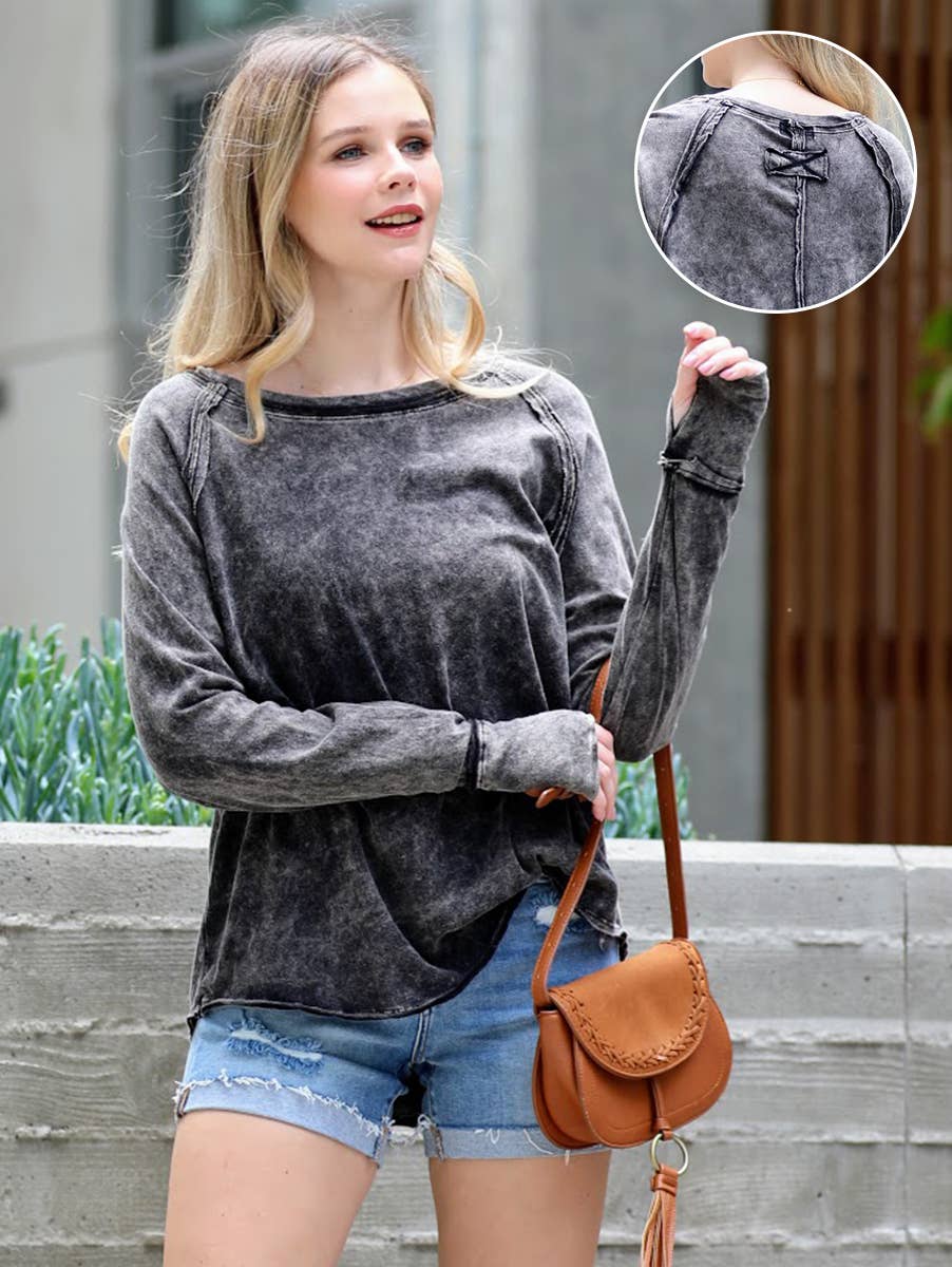 Ash Black Top With Thumb Hole