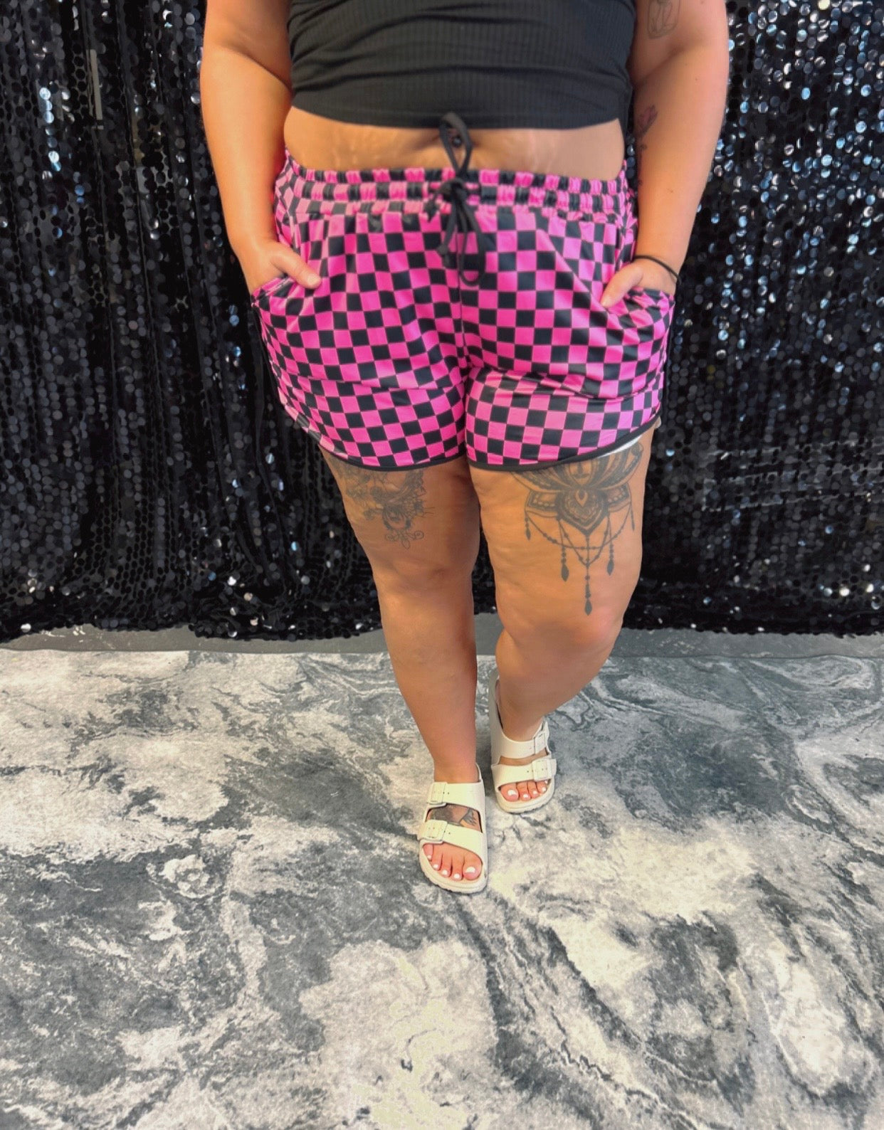 Pink & Black Checkered Short