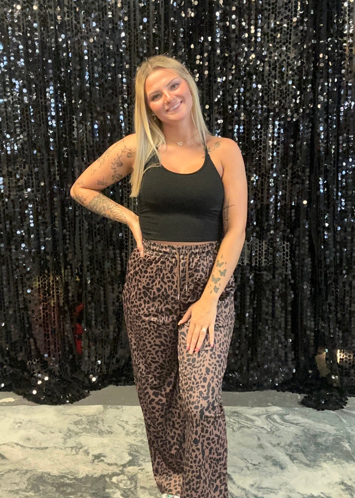 Drawstring Leopard Pants