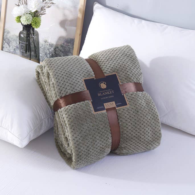 Green Herringbone Throw
