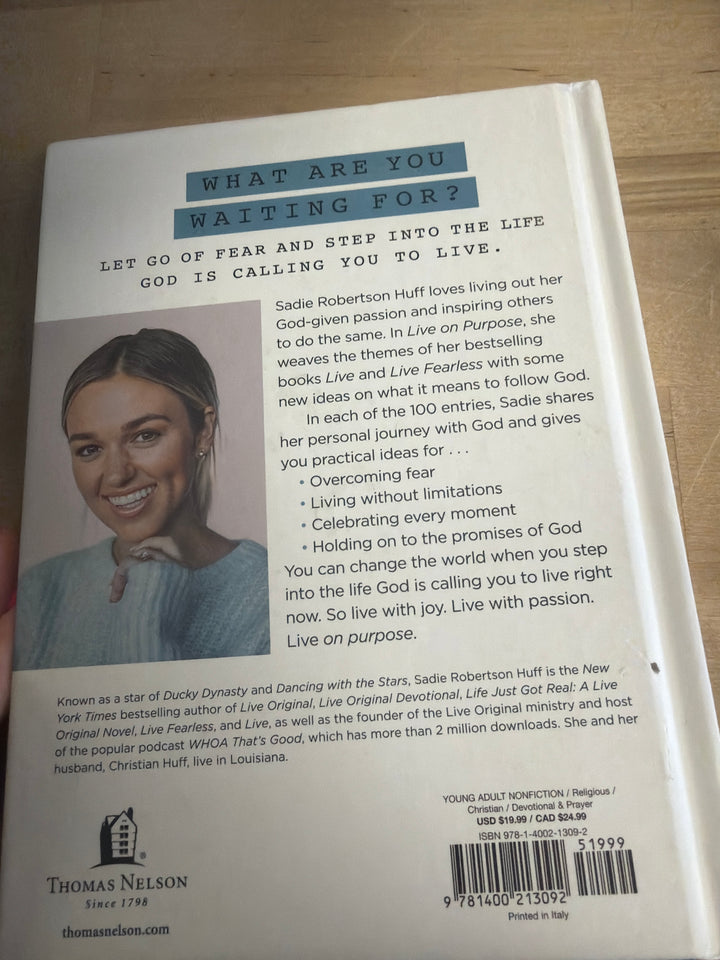 Live on purpose by Sadie Robertson Huff