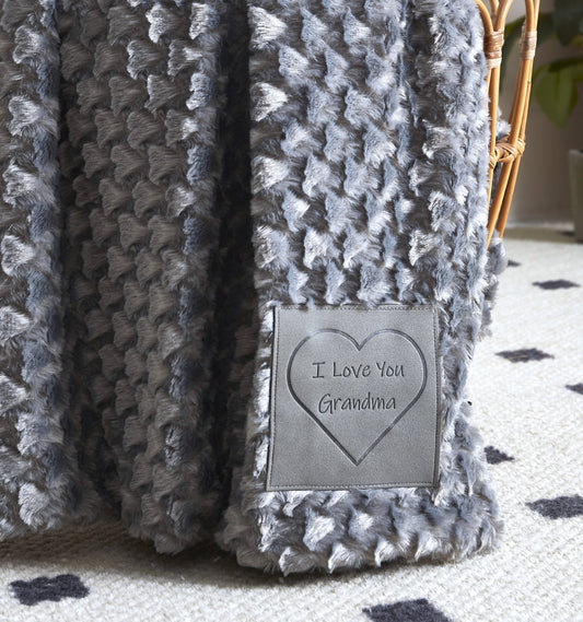 "I Love You Grandma" 1-Ply Faux Fur Patch Throw 50"x60"