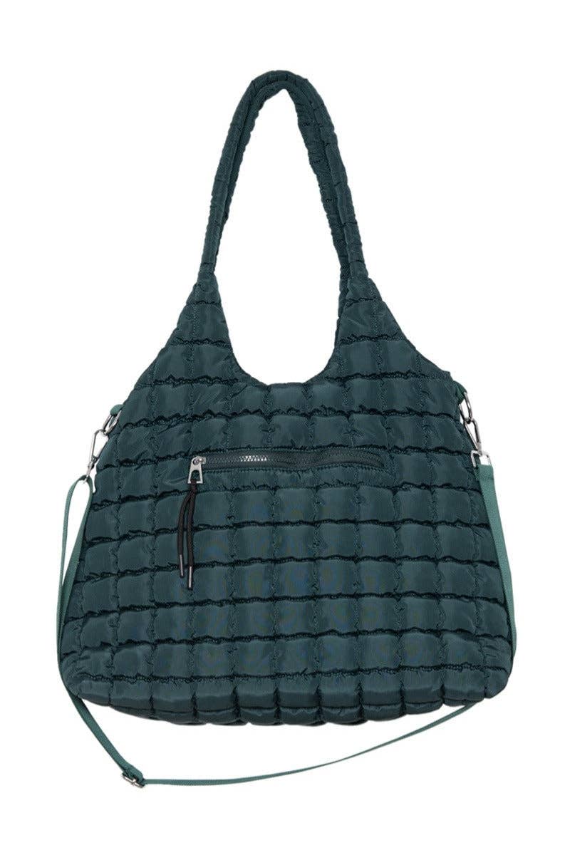 Forest Green Quilted Puffer Tote