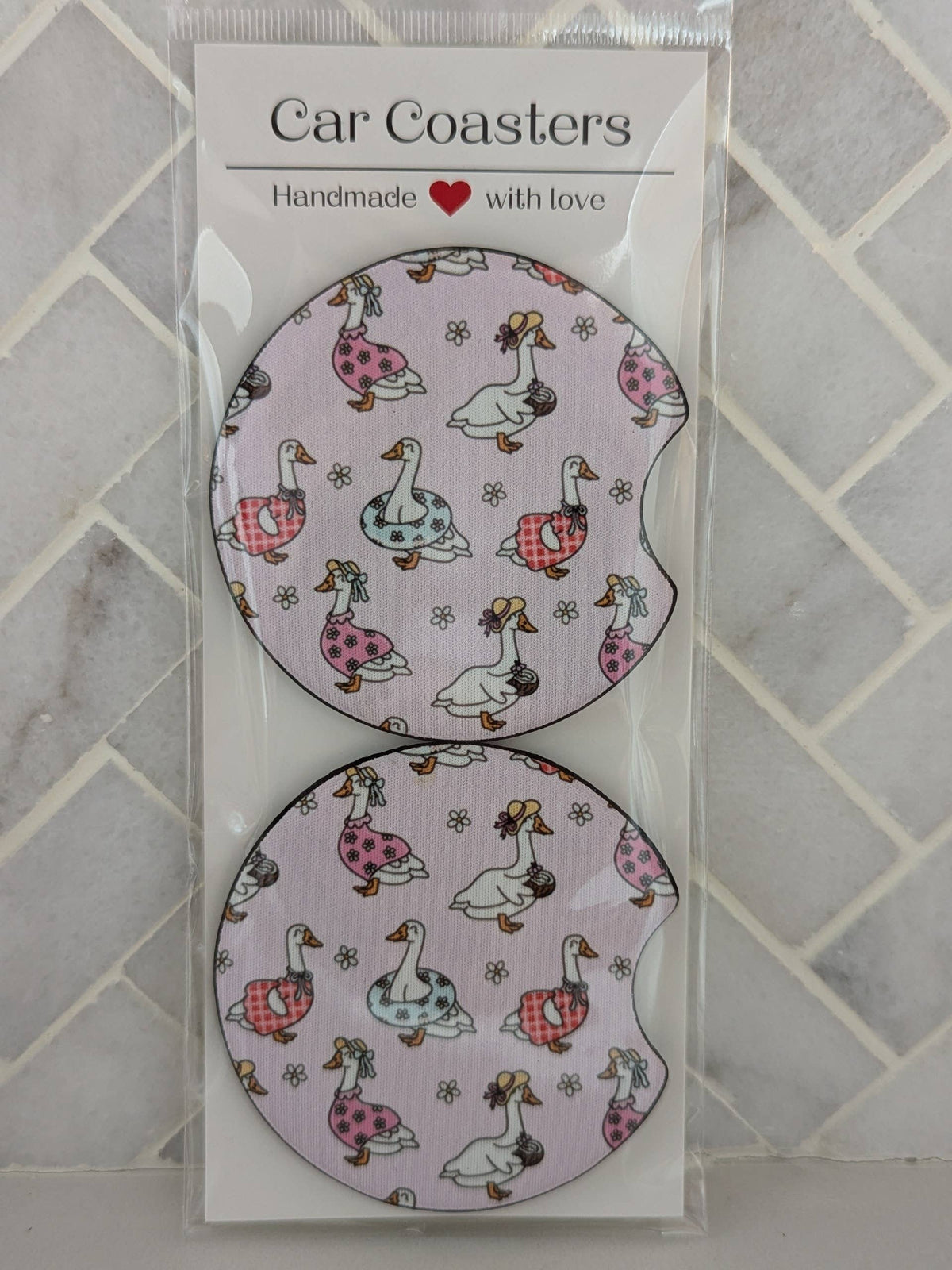 Silly Goose Car Coasters: Summer goose