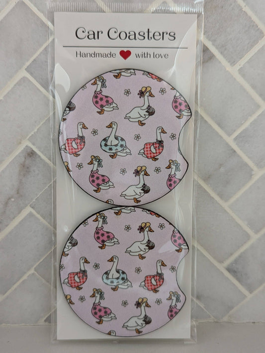 Silly Goose Car Coasters: Summer goose