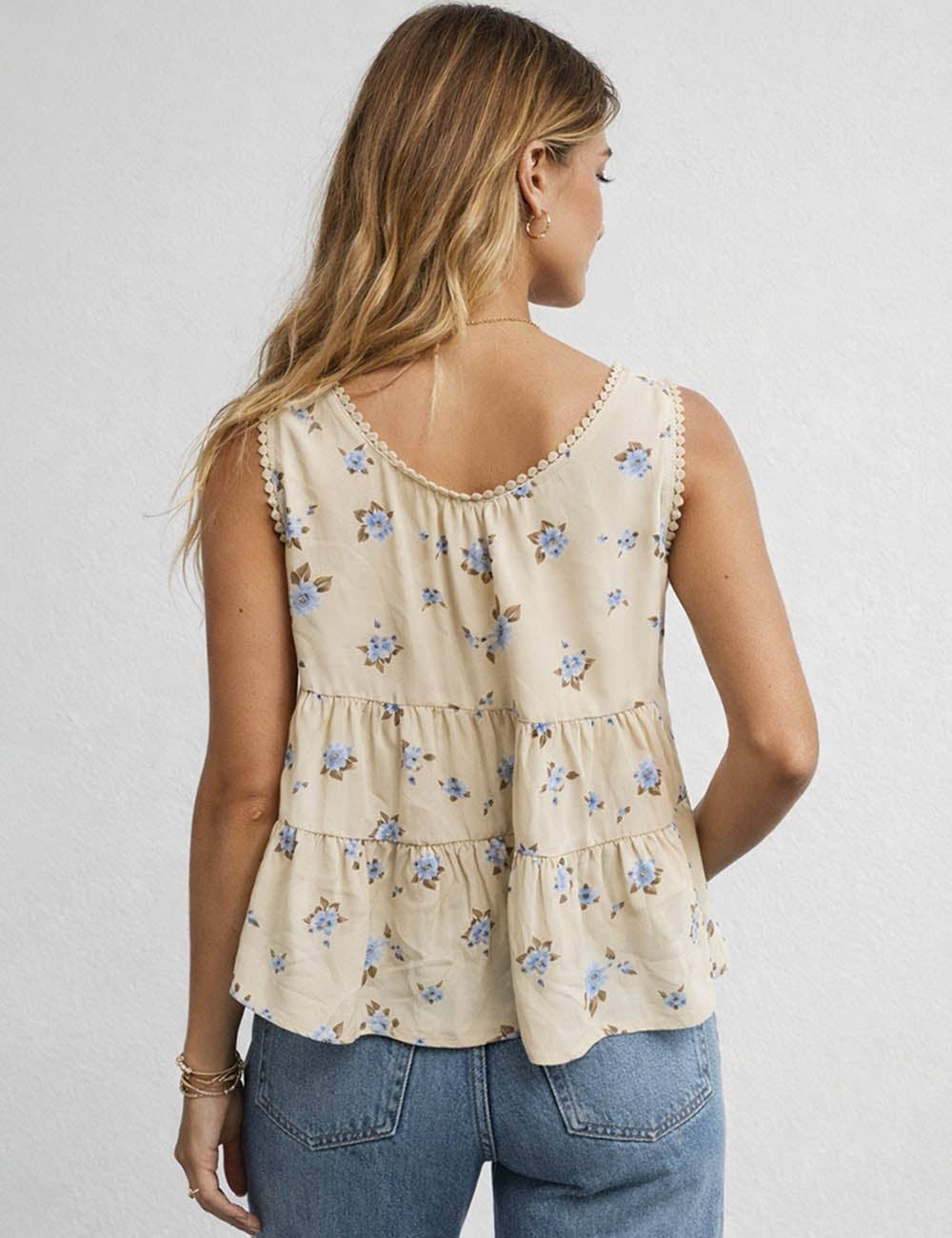 Boho Floral Print Tie Tank