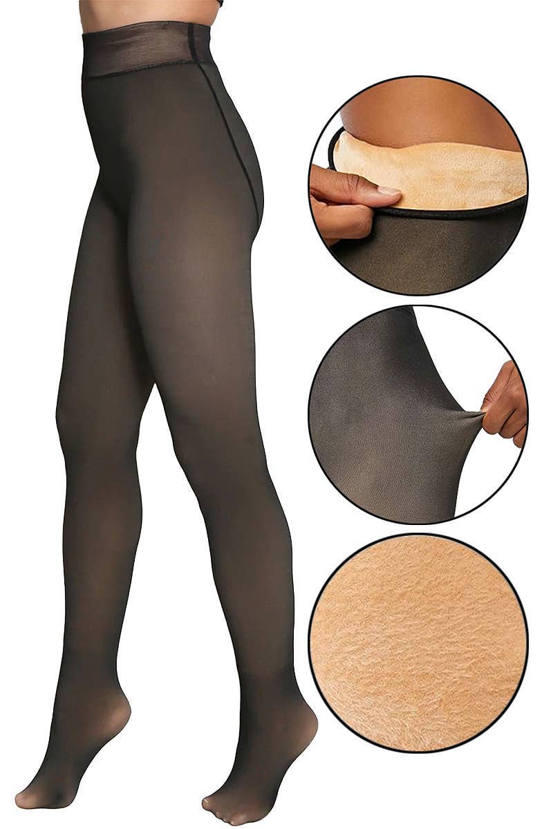 Sheer Fleece Lined Pantyhose Tights