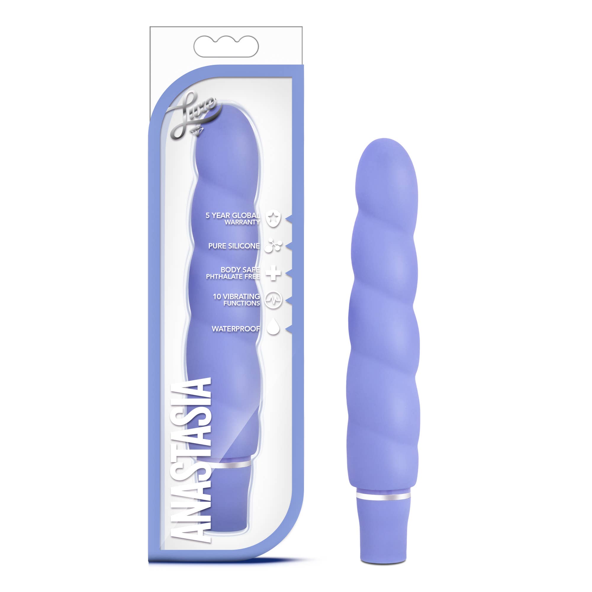 Luxe - Anastasia - 10 Functions Spiral Silicone Vibrator: Periwinkle