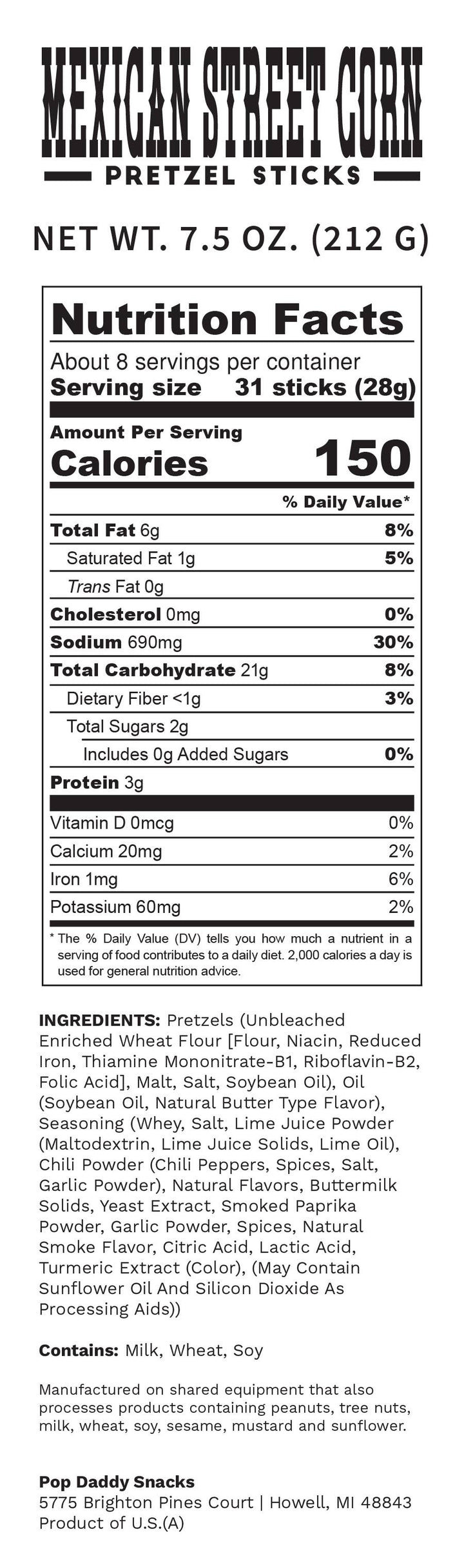 Pop Daddy – Mexican Street Corn Seasoned Pretzels 7.5oz
