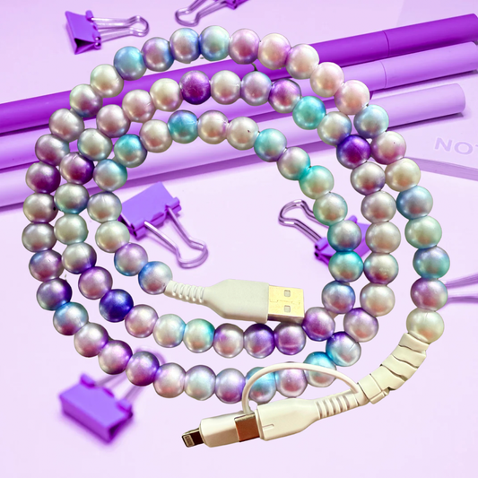 Purple & Blue Ombre Beaded Charging Cable