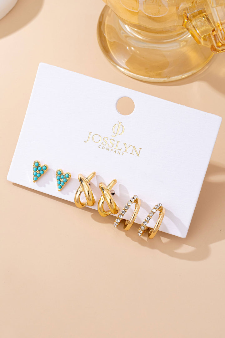 Turquoise & Crystal Earring Set