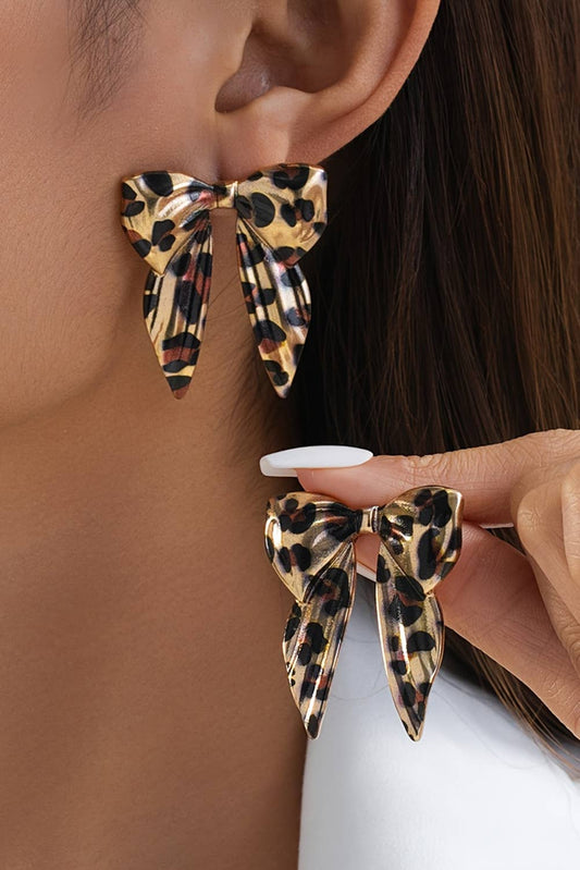Leopard Print Bow Knot Earrings
