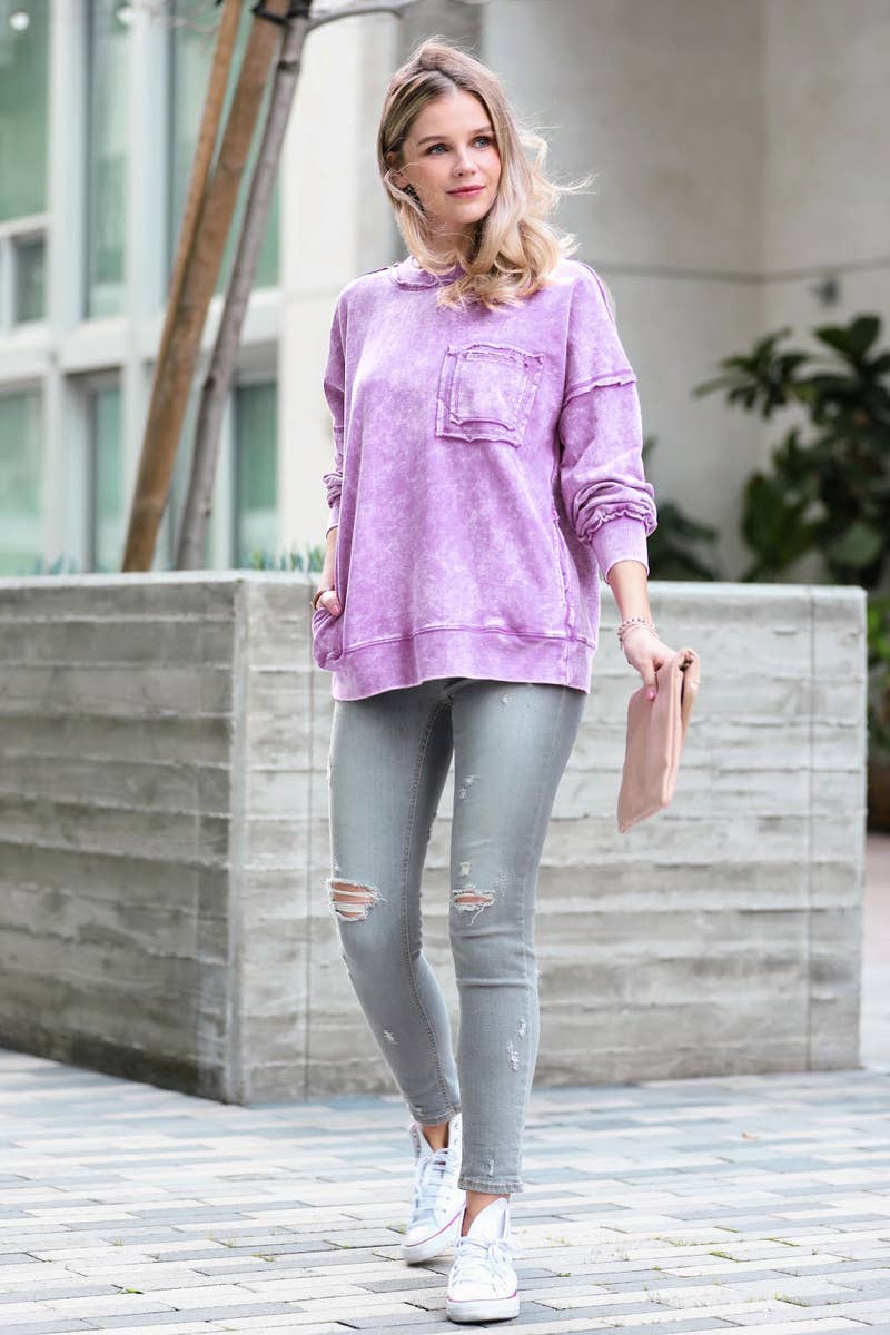 Sage Green Terry Washed Pullover