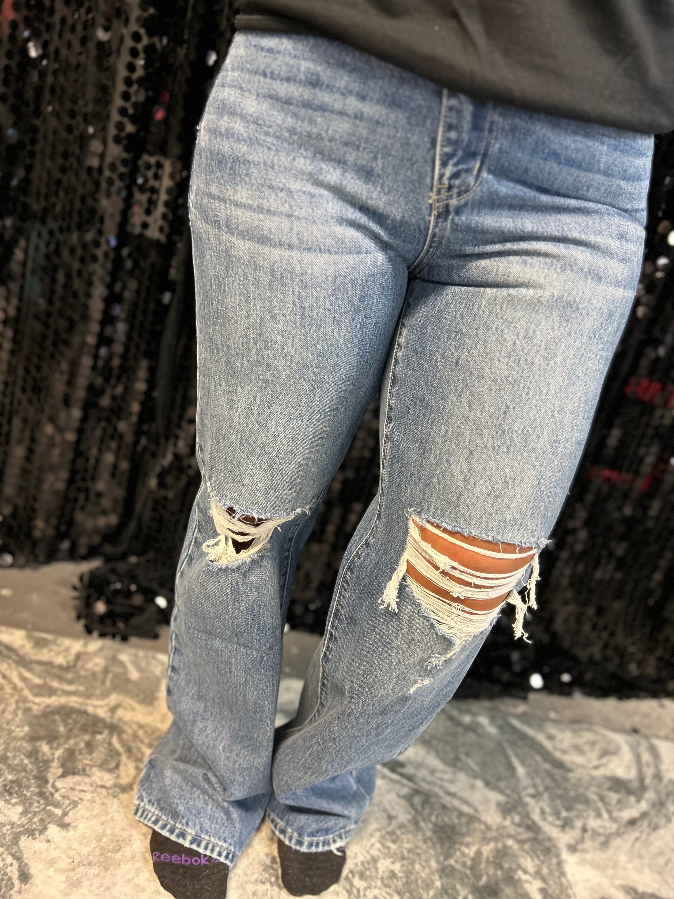 Kancan Cosmo High Rise 90's Criss Cross Straight Jeans