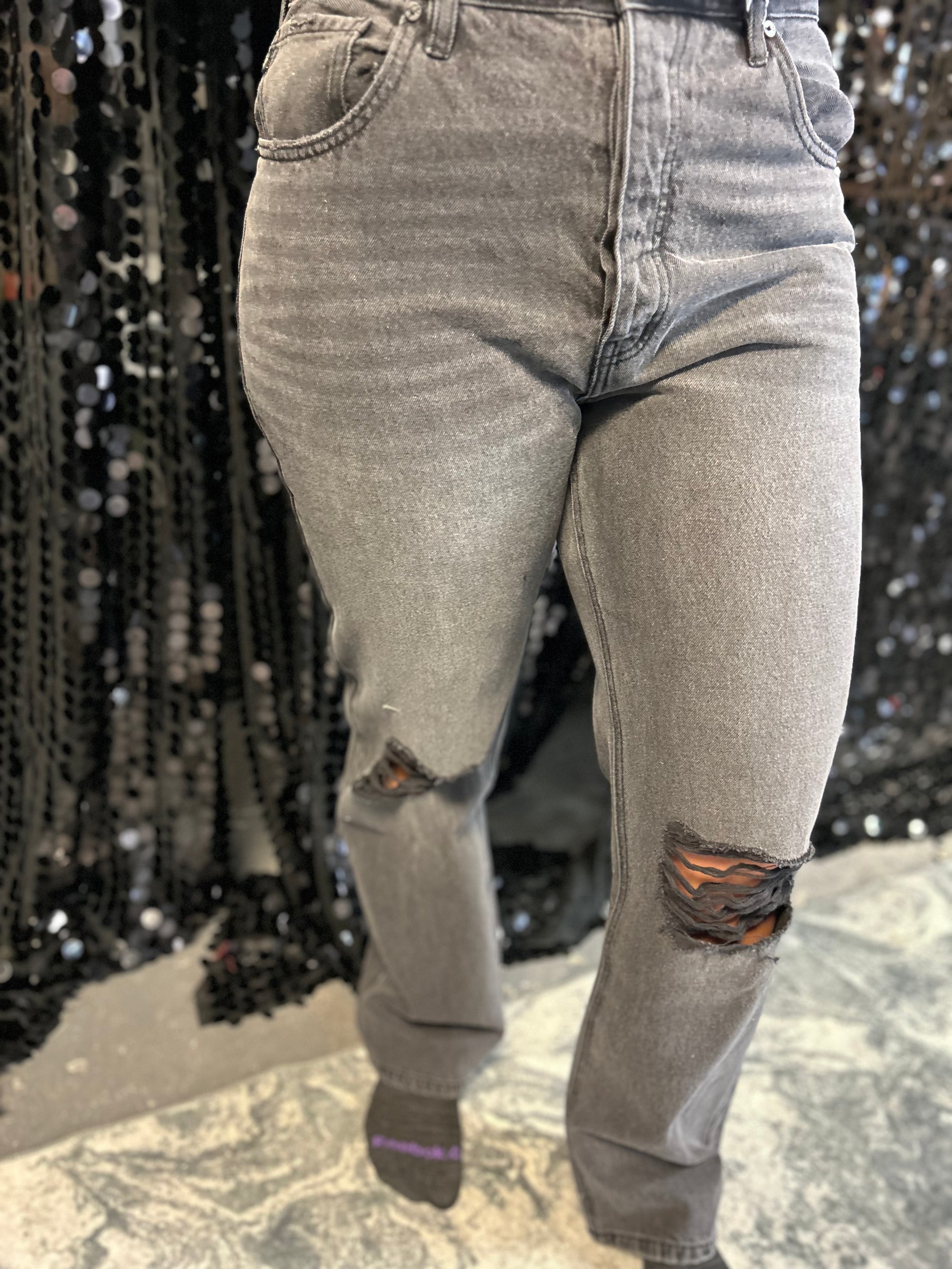 Kancan Black Ultra High Rise 90's Boyfriend Jeans