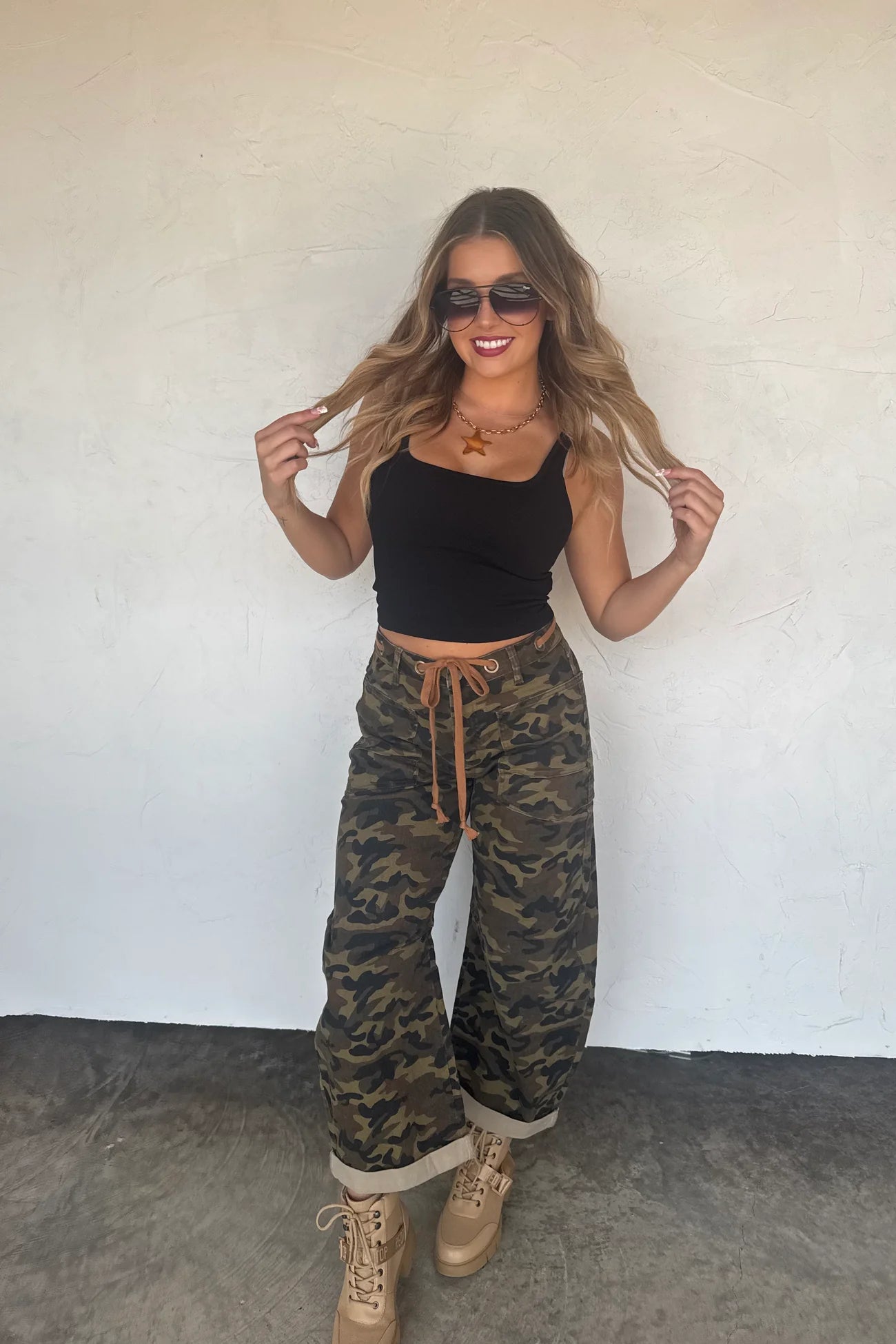 PREORDER- Blakley BROGAN CAMO BARREL JEANS