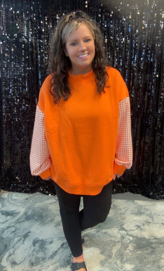 Plaid Mockneck Sweatshirt