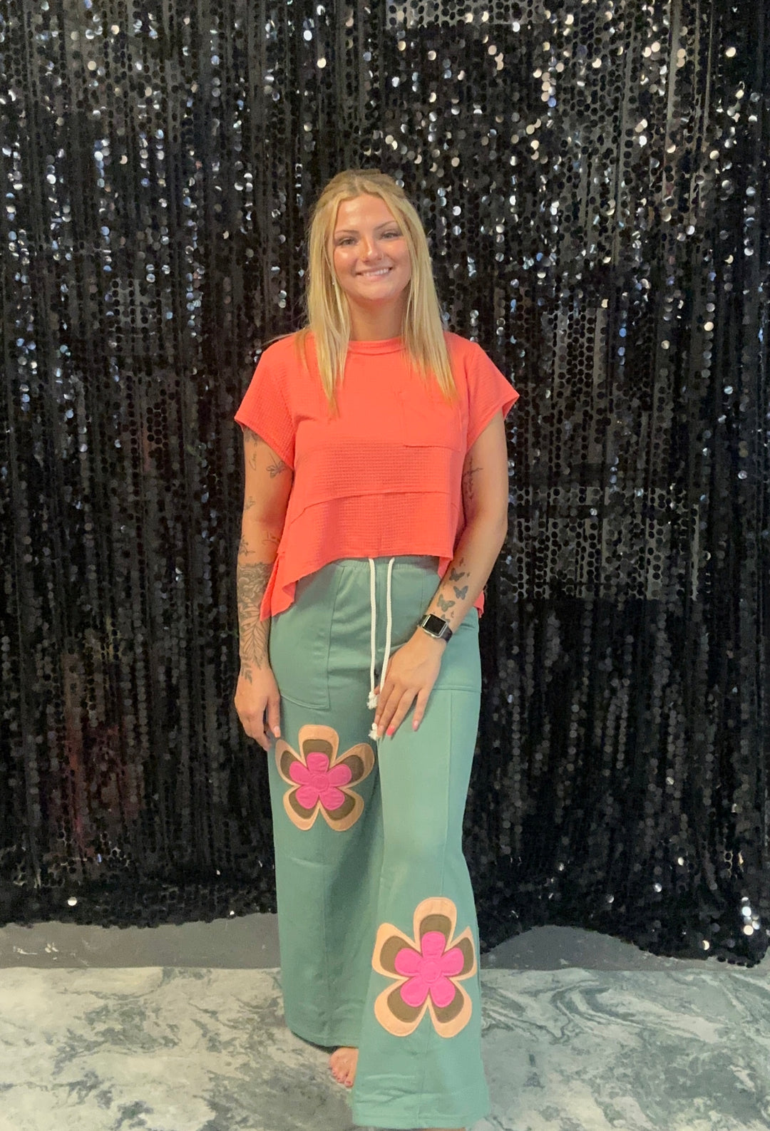 Patchwork Wide Leg Pants