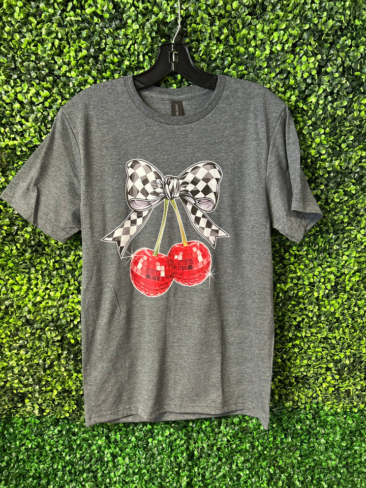 Checkered Cherry Bow Tee