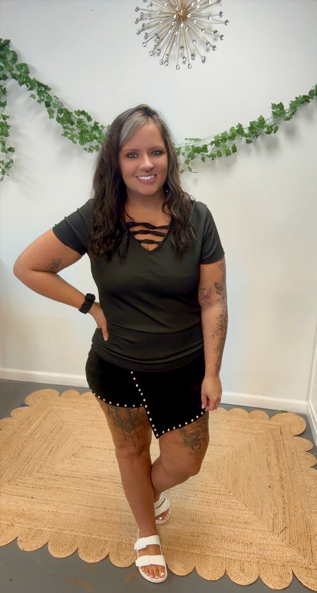 Suede Studded Skort