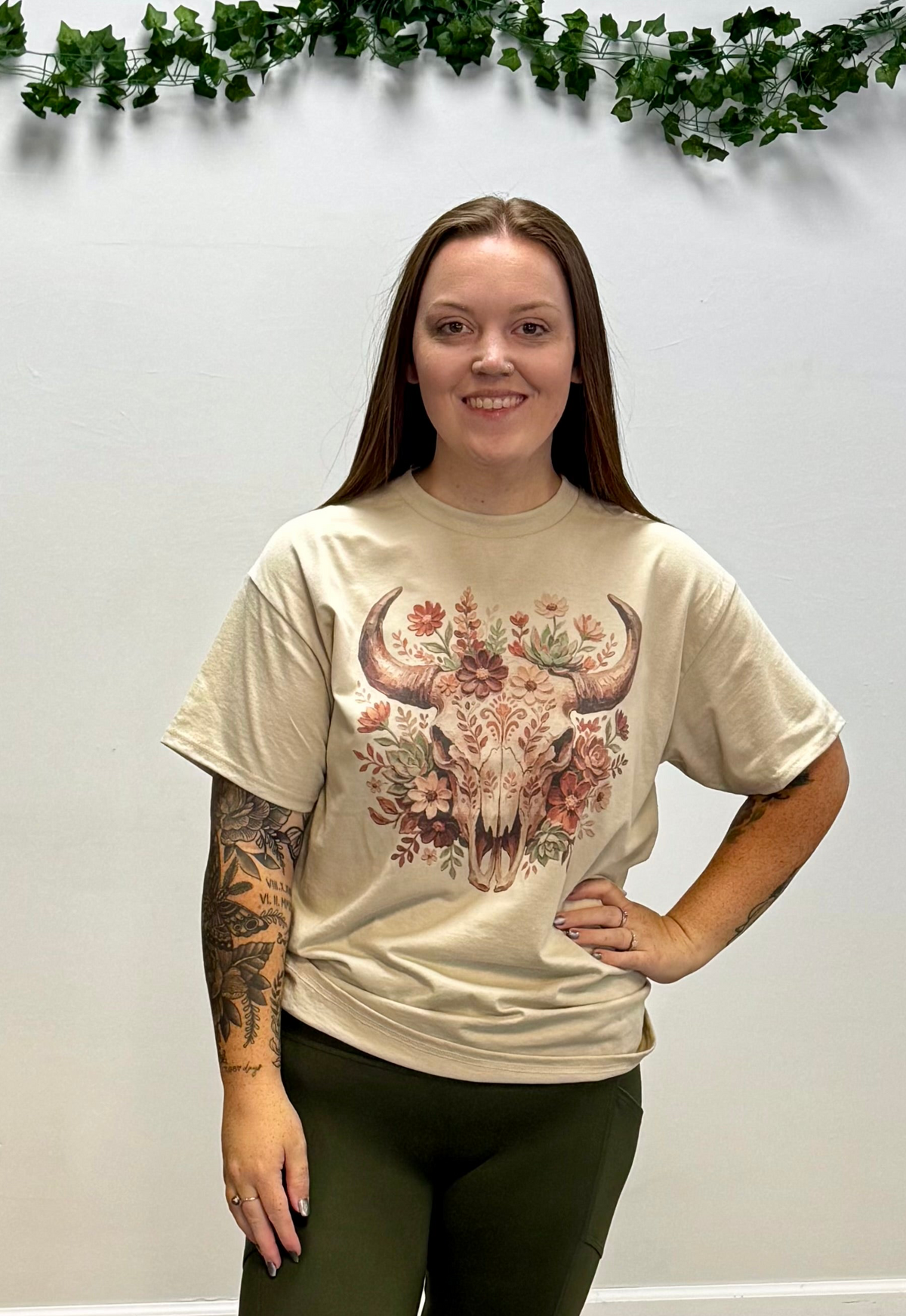 Bull Skull Floral Tee