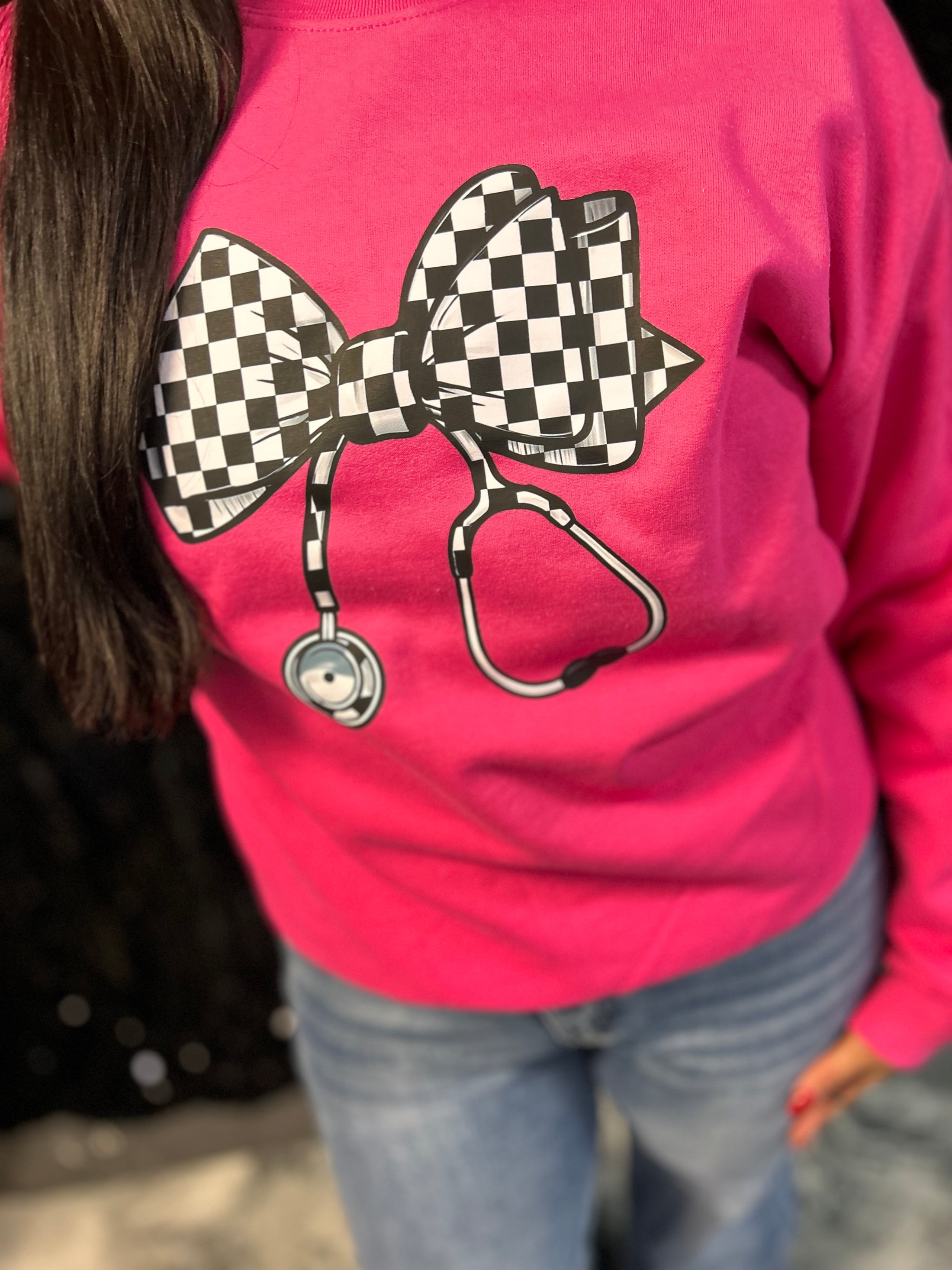 Checkered Nurse Stethoscope Sweatshirt