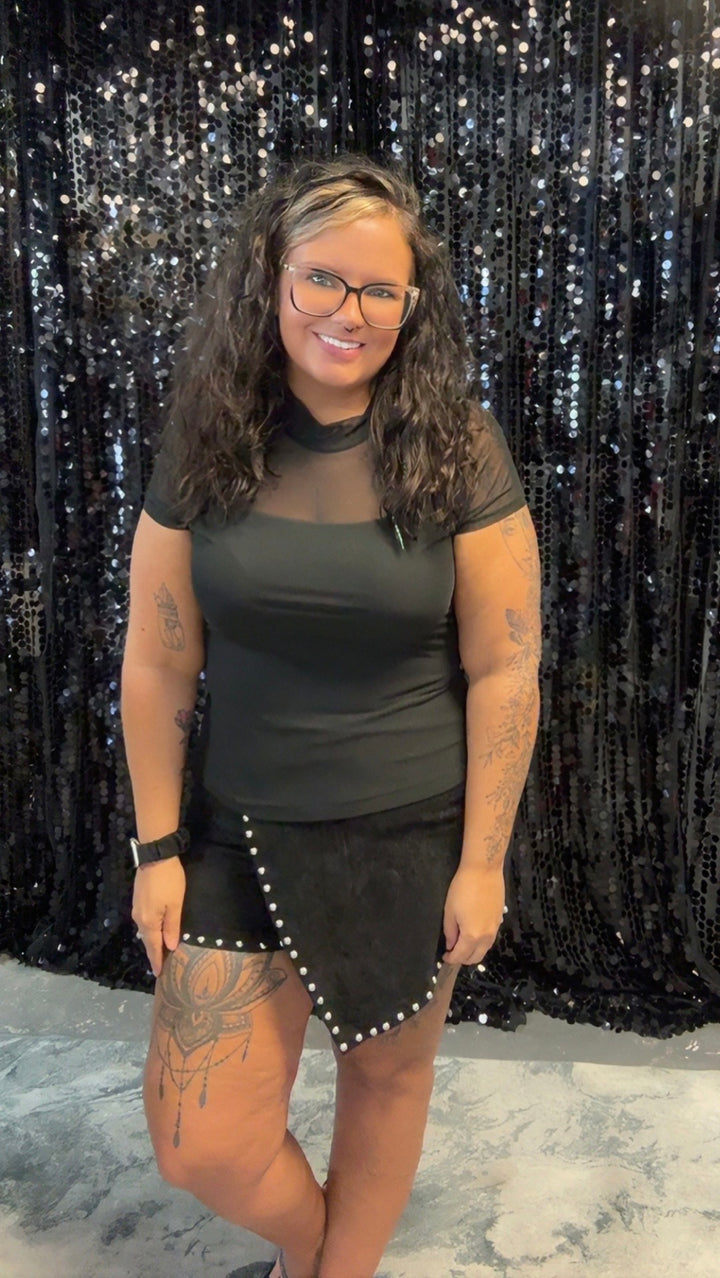 Suede Studded Skort