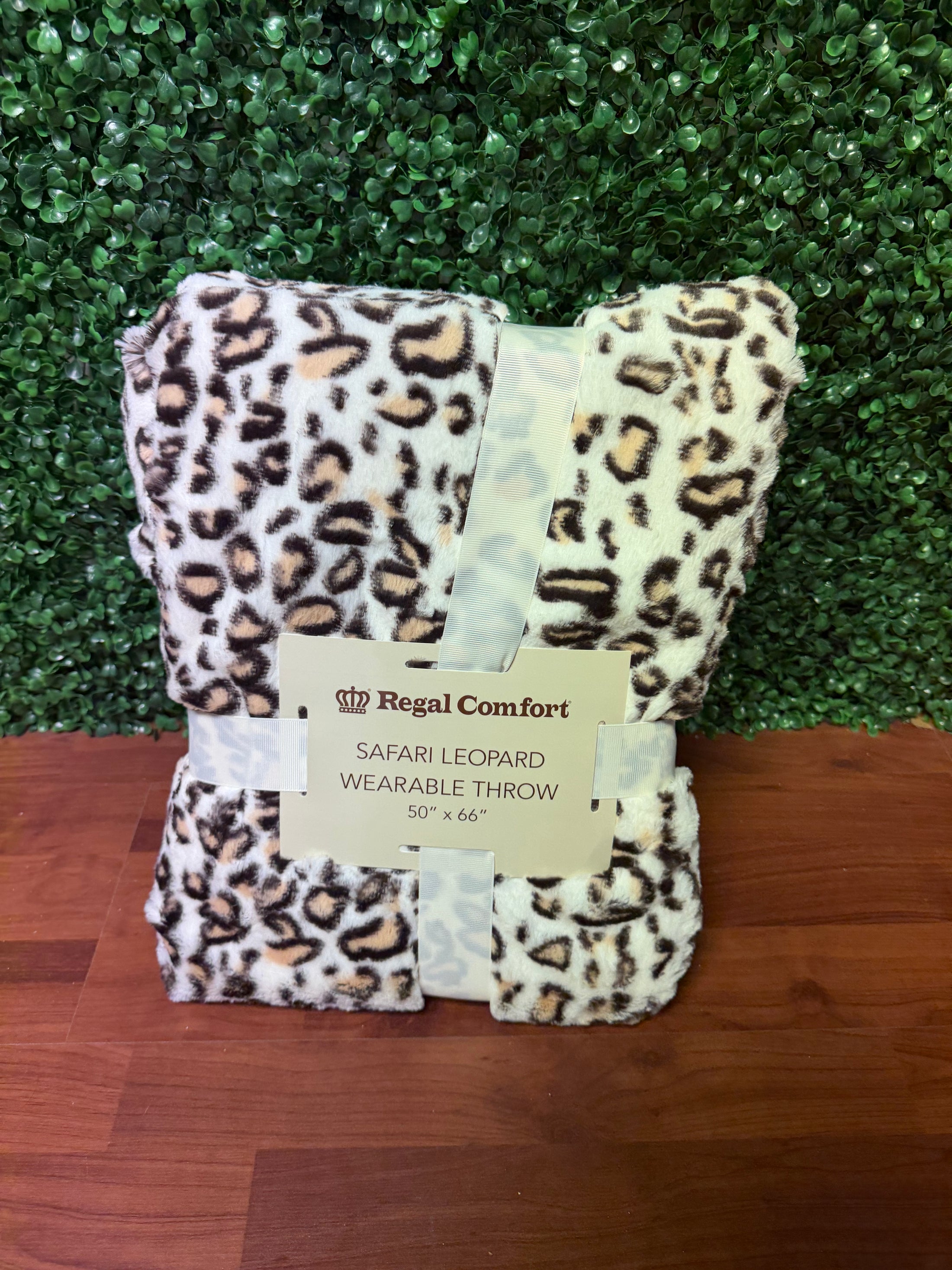 "Safari Leopard" Faux Fur Plush Hooded Throw Blanket