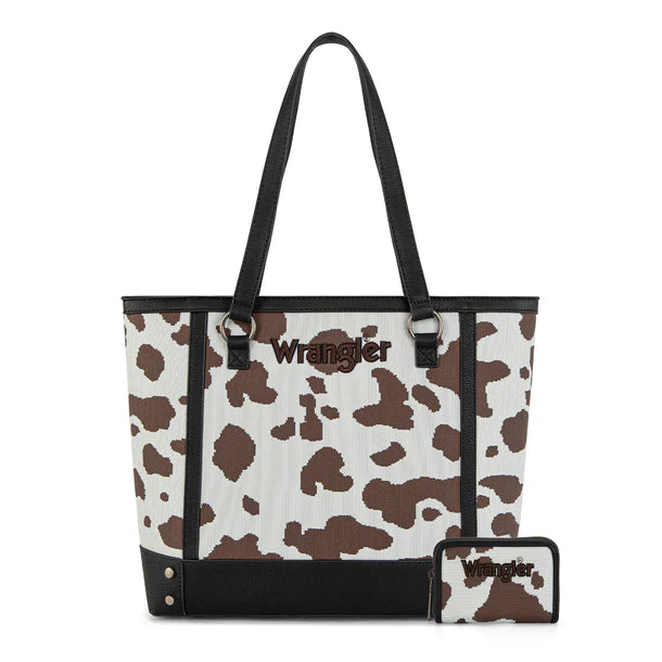 Wrangler Cow Print Tote & Wallet