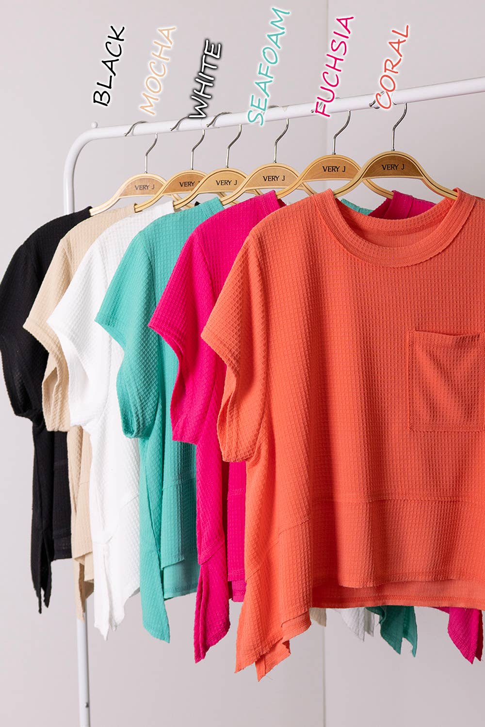 Flared Hem Waffle Knit Top