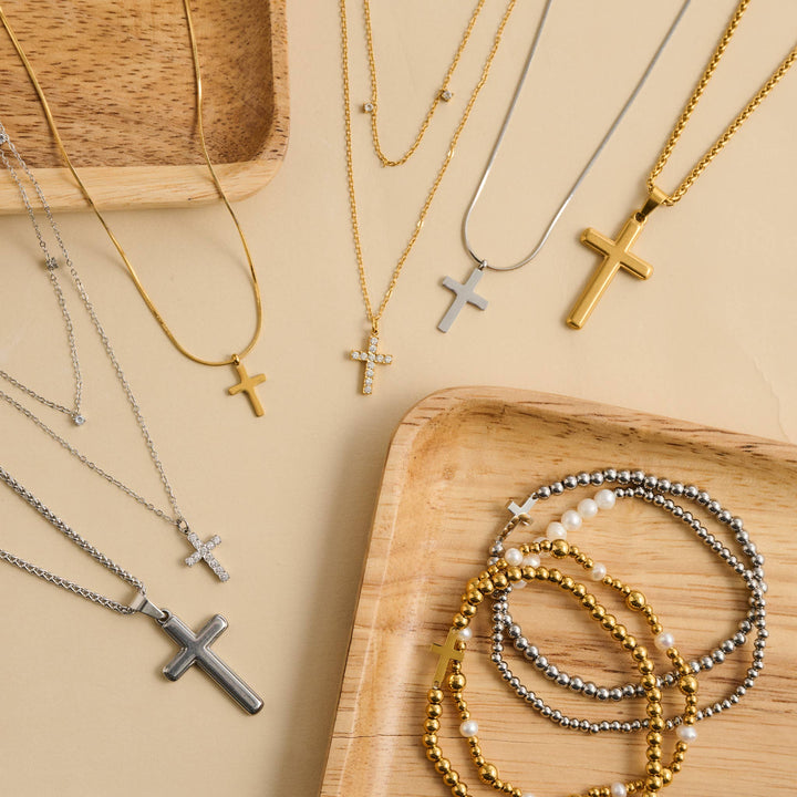 Waterproof Layered Cross Necklace