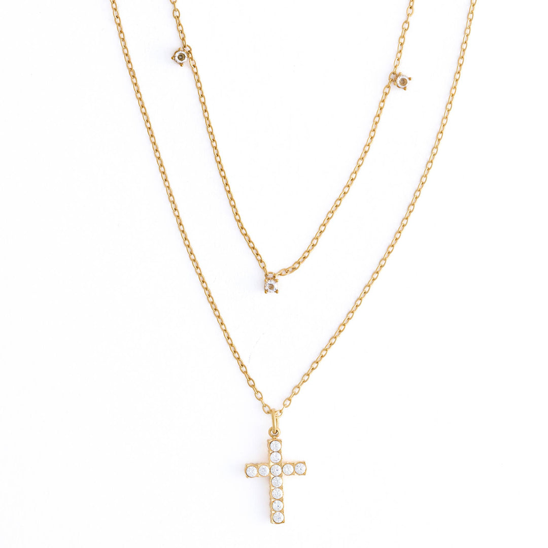 Waterproof Layered Cross Necklace