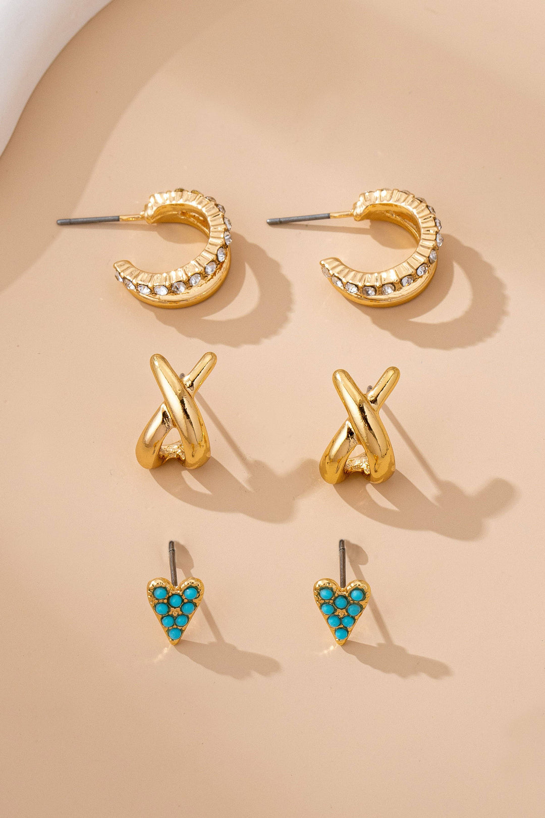 Turquoise & Crystal Earring Set