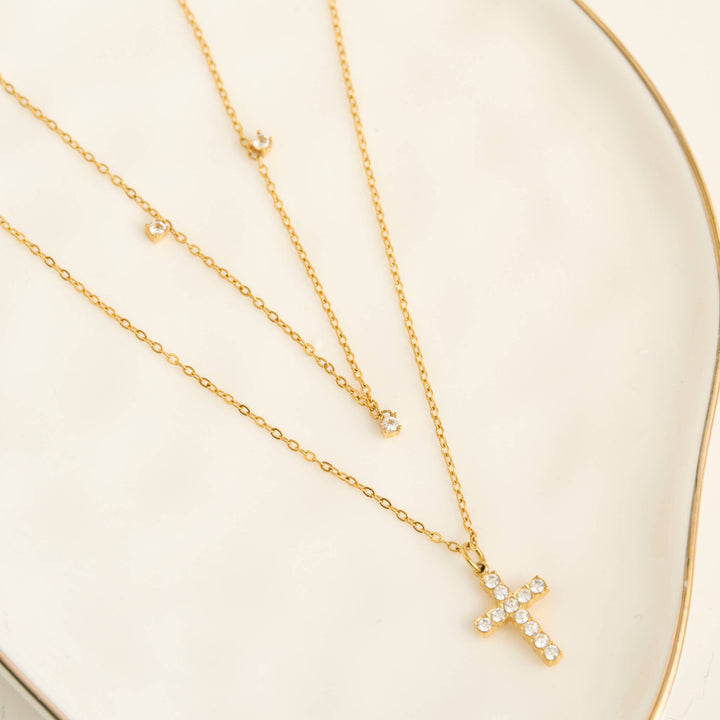 Waterproof Layered Cross Necklace